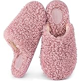 Snug Leaves Women's Scuff Slippers Furry Cute Curly Faux Wool Slip-on Indoor Memory Foam House Shoes