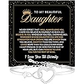 KOLSTRAW To My Daughter Infinity Heart Bracelet, Bracelet For Her, Daughter Jewelry Gift From Mom or Dad With Heartfelt Message & Elegant Box
