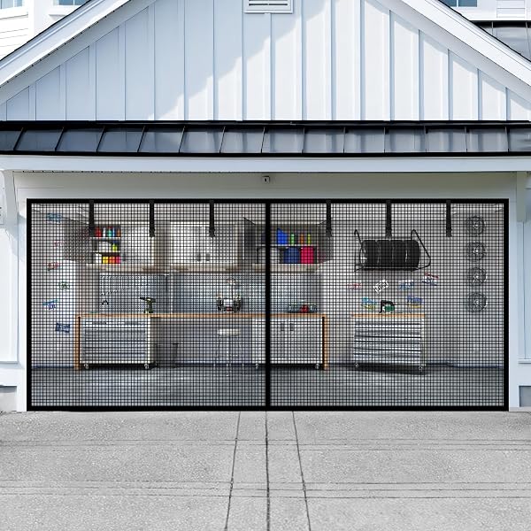 GARAGE DOOR SCREEN FOR 2 CAR GARAGE-18X7FT MAGNETIC...
