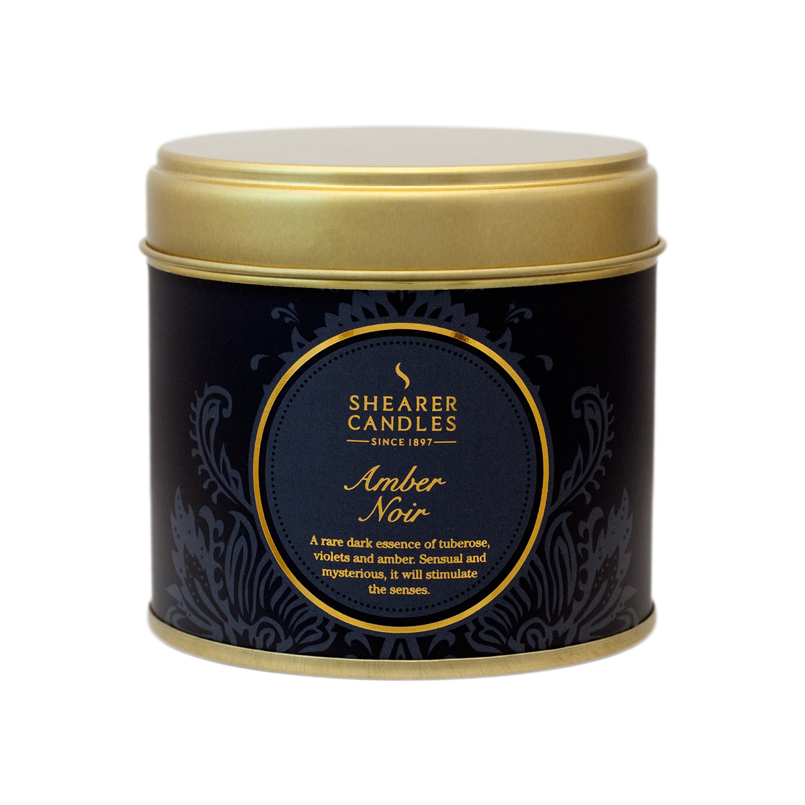 Shearer Candles Amber Noir Large Scented Gold Tin Candle, Black
