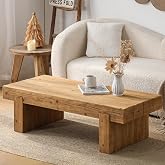 Rectangle Coffee Table for Living Room Mid Century Modern Coffee Table | Rustic Wooden Center Table, Farmhouse Solid Wood Tea Table for Office Apartment, 47.64''L &times; 20.87 ''W &times; 14.17''H