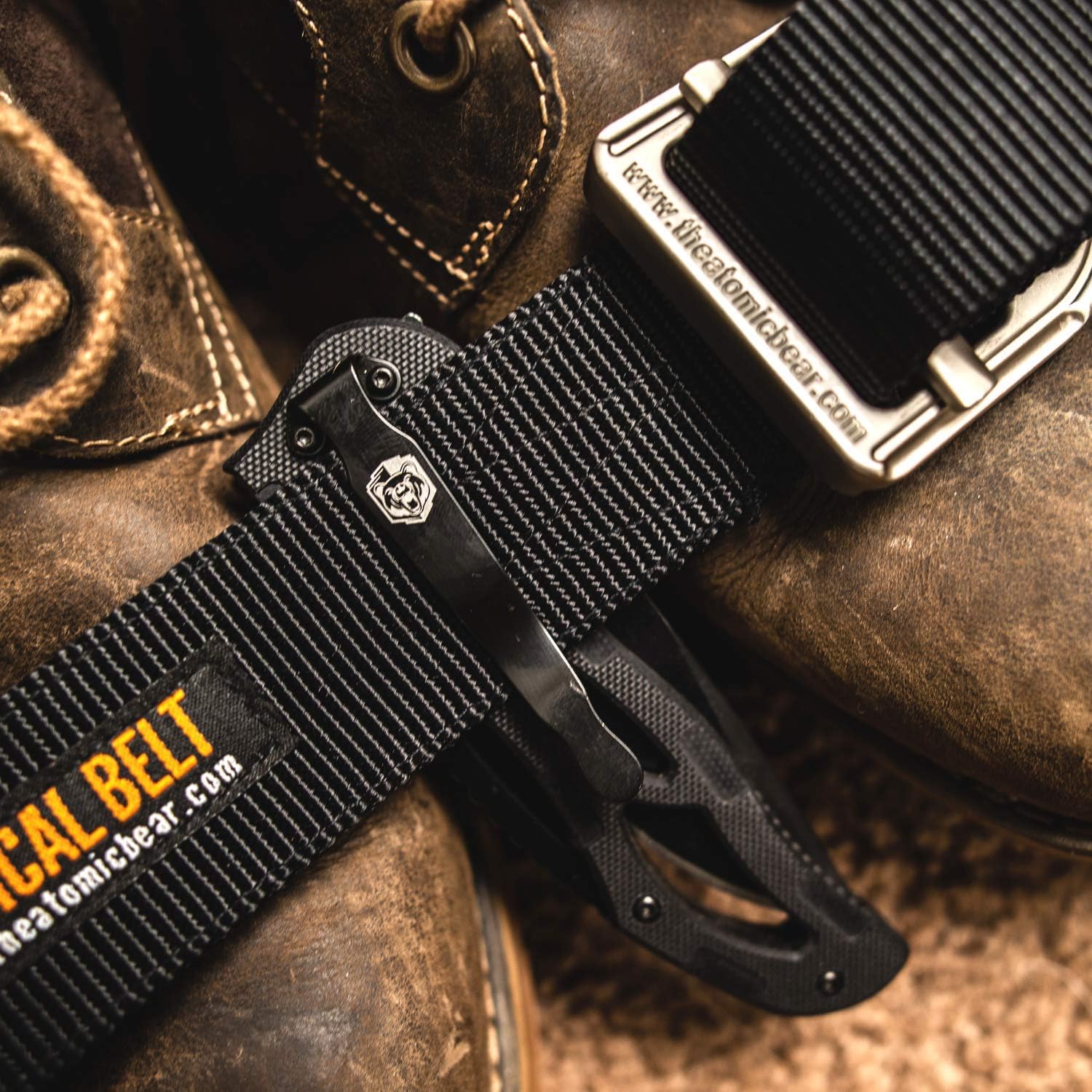 Tactical Belt by Atomic Bear - EDC Gun Belt Heavy-Duty 2-Ply Nylon and Indestructible Metal Buckle for Concealed Carry, Outdoors, Molle Webbing: Clothing