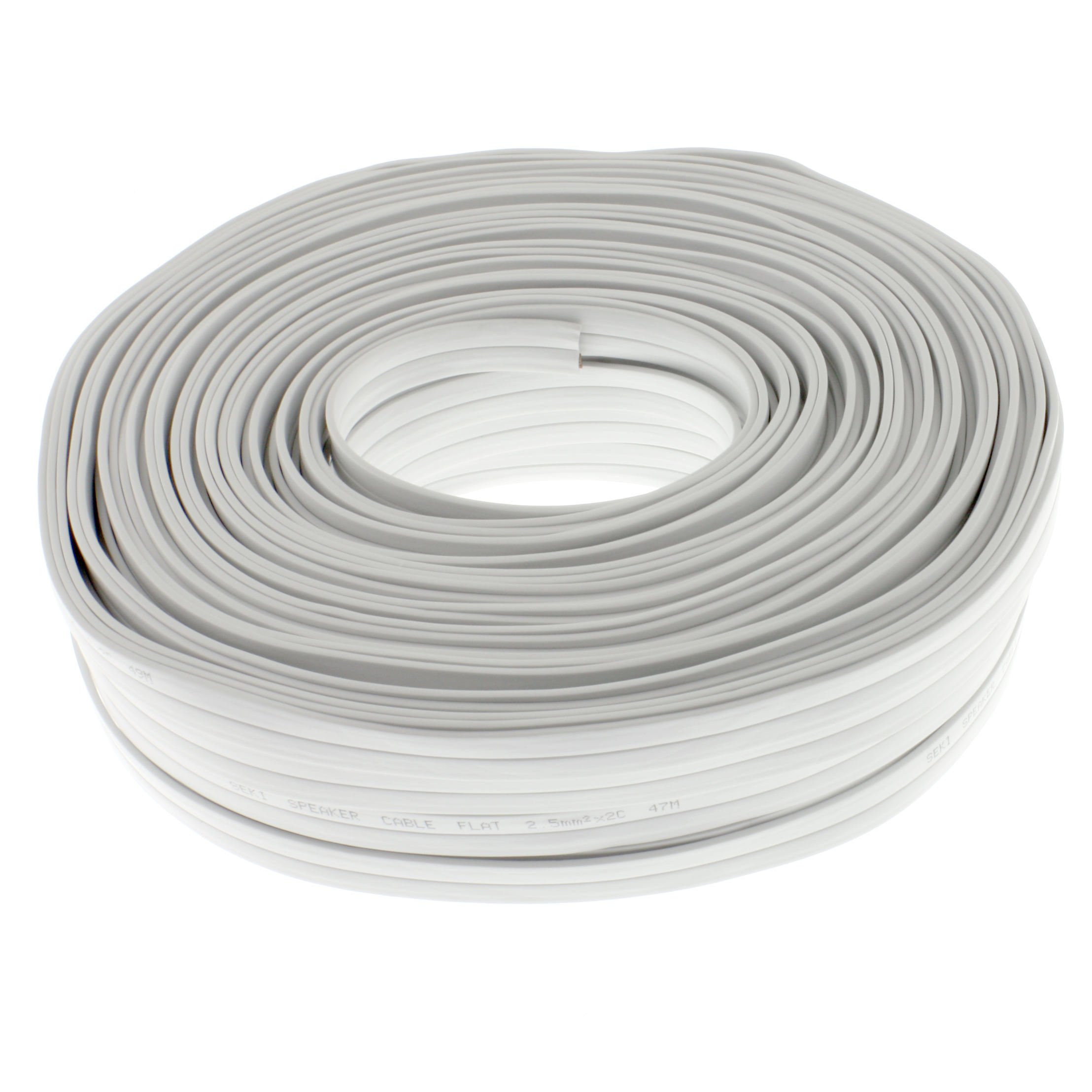 Speaker Cable Flat 2x 2.5 mm2 White 50 m CCA Audio Cable