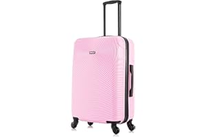 DUKAP INCEPTION Luggage with Spinner Wheels | Durable Lightweight Hardside Suitcase, Travel Bag with Handle and Trolley, 24-Inch Medium Checked Luggage | Pink