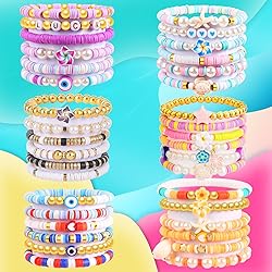 6PCS Clay Bead Bracelets for Women Preppy Cute