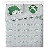 Jay Franco Kids Sheet Cartoon Set with Fitted, Flat Sheets & Pillow Cover - Ultra-Soft Bedding with Pillowcase for Room Decor, White - Xbox, 4 Piece Full