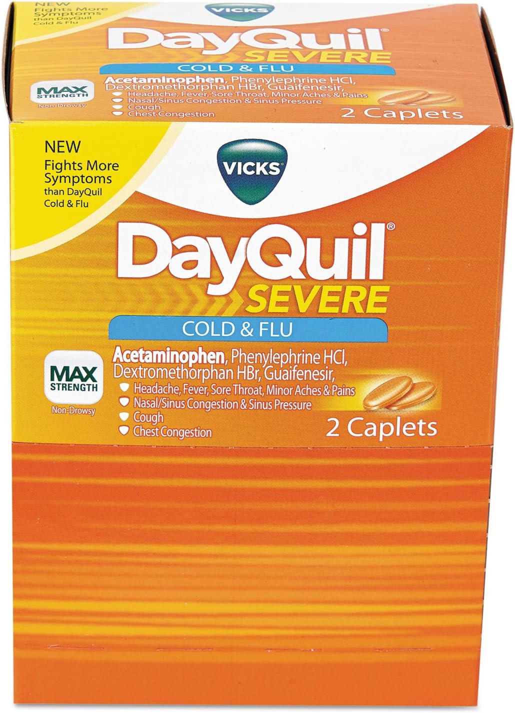 DayQuil BXDXSV25 Cold & Flu Caplets Daytime Severe Cold & Flu 25 Packs/Box