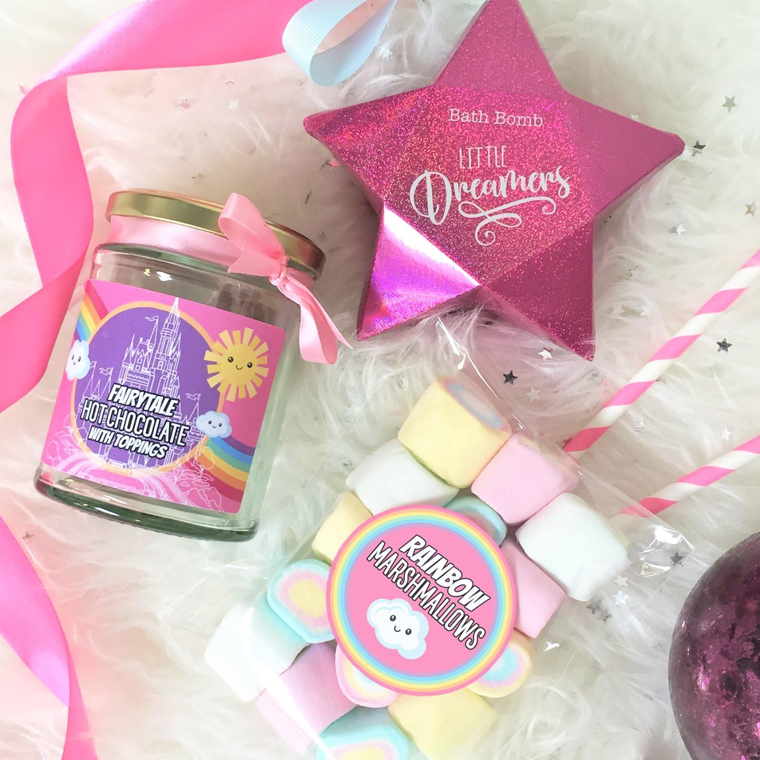 Deluxe Fairytale Hot Chocolate with Star Bath Bomb and Rainbow Marshmallows