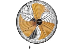 AIRWIZARD 20 Inch Industrial Wall Mount Fan - 6000CFM High Velocity, Heavy Duty Metal Construction, 3 Speeds, Adjustable Tilt, Quiet Operation - Ideal for Garage, Shop, Commercial Use