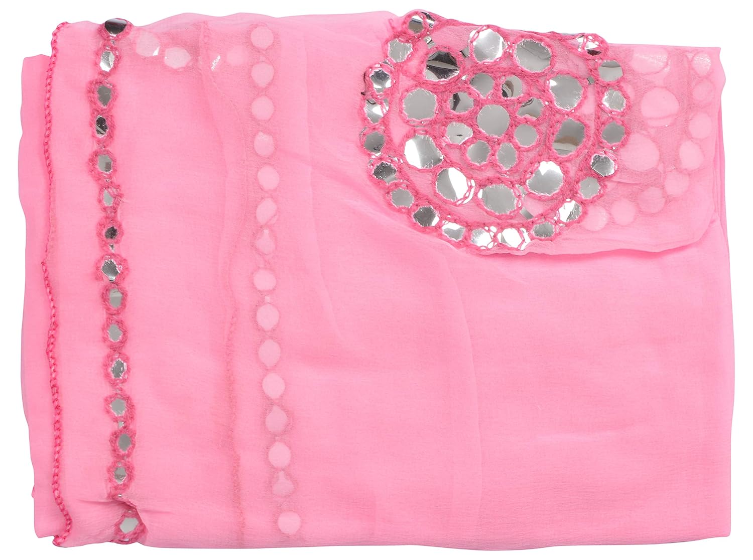 youthquake women's chiffon dupatta with plastic mirror work