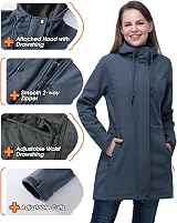 33,000ft Women’s Softshell Jacket Hooded Waterproof Windbreaker Grayish Blue 3XL view 4