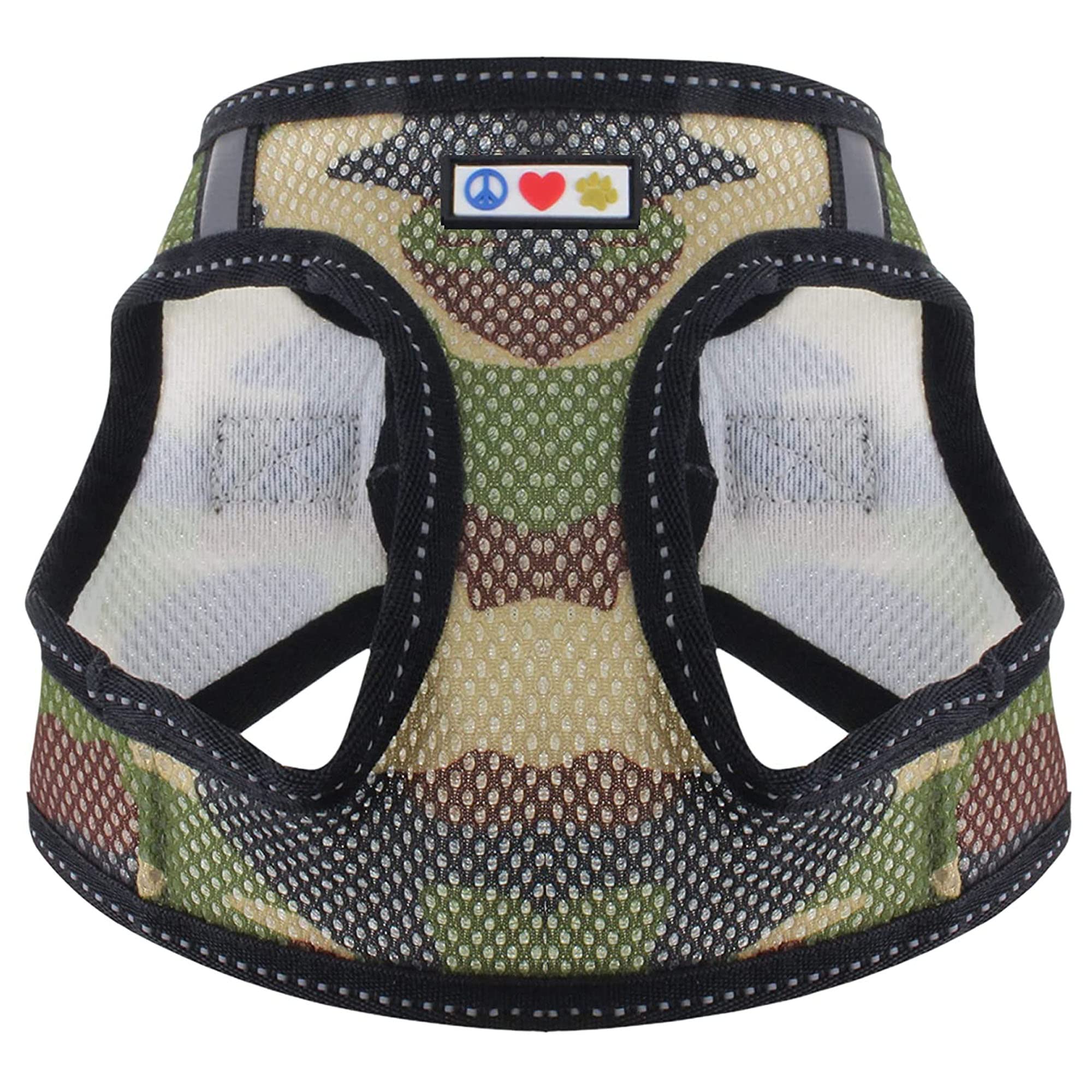 Pawtitas Pet Reflective Mesh Dog Harness, Step in or Vest Harness, Comfort Training Walking of Your Puppy/Dog XXS Extra Extra Small Green Camouflage Dog Harness
