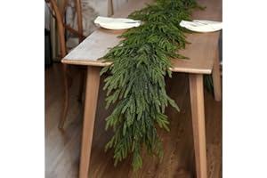 YXZZWL 5 FT Real Touch Norfolk Pine Garland Green Artificial Christmas Garland Faux Greenery Garland for Holiday Fireplace Mantle Window Indoor Outdoor Decor (1PCS)