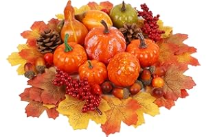 winemana 57pcs Fall Decorations for Home - Small Pumpkins for Decorating with Fake Leaves, Gourds & Pinecones -Thanksgiving Decor for Table Centerpiece Indoor Room Autumn Harvest Decor