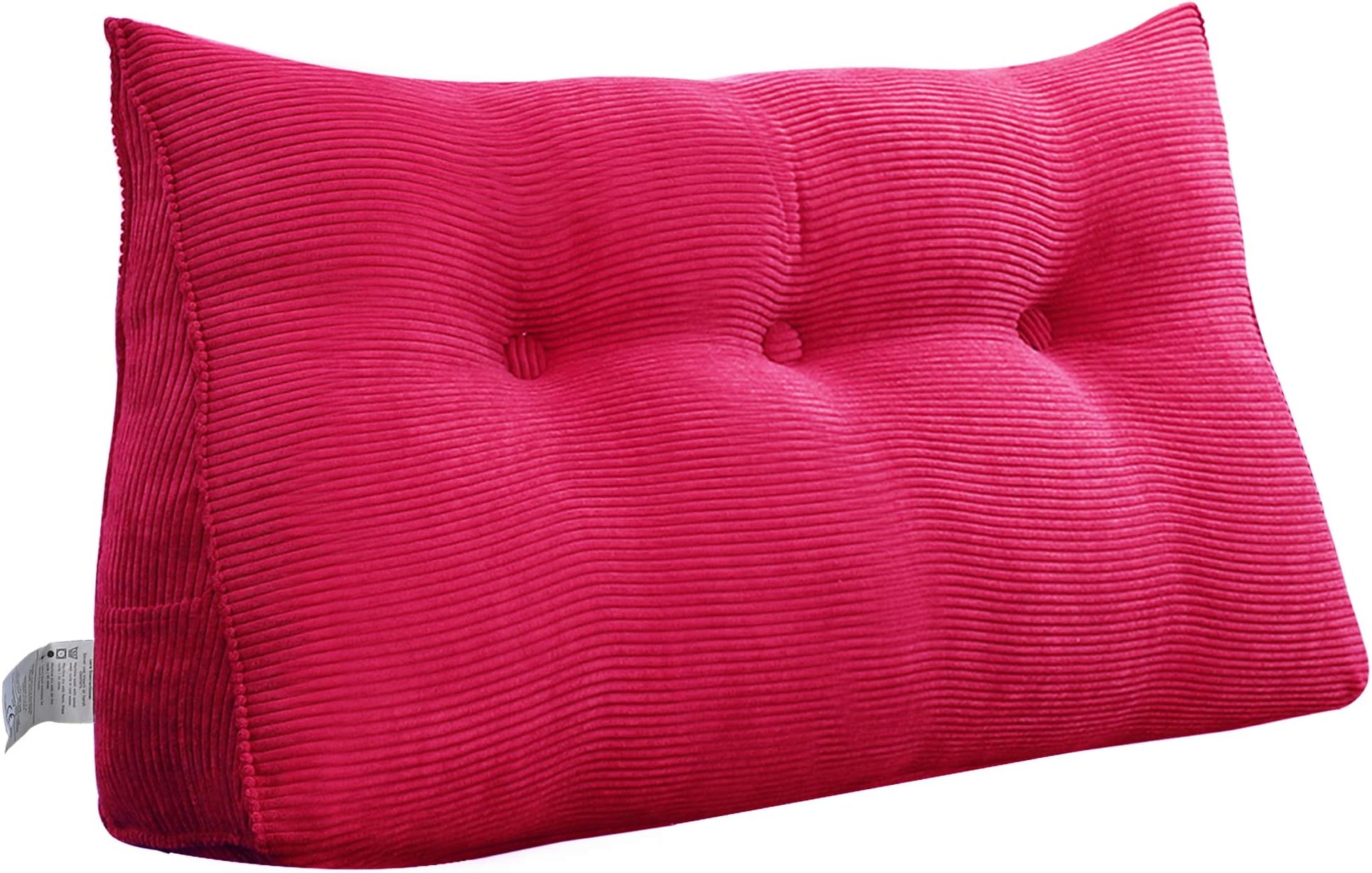 VERCART Large Wedge Pillow Back Cushion Decorative Throw Reading Lumbar Backrest Pillows Headboard for Bed Sofa Day Bed with Removable Cover Corduroy Rose 39x7.9x19inch