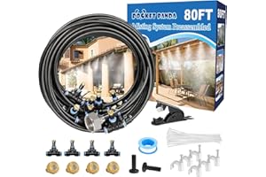 POCKET PANDA Pre-Assembled Misters for Outside Patio,Outdoor Water Misting Cooling System,80FT|24M.Backyard Mist Kit for Garden,Greenhouse,Deck,Umbrella,Canopy,Pool,Porch.Trampoline Sprinkler,Party Accessories