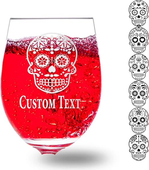 Amazon Com Mexican Sugar Skull 20oz Wine Beer Water Goblet One