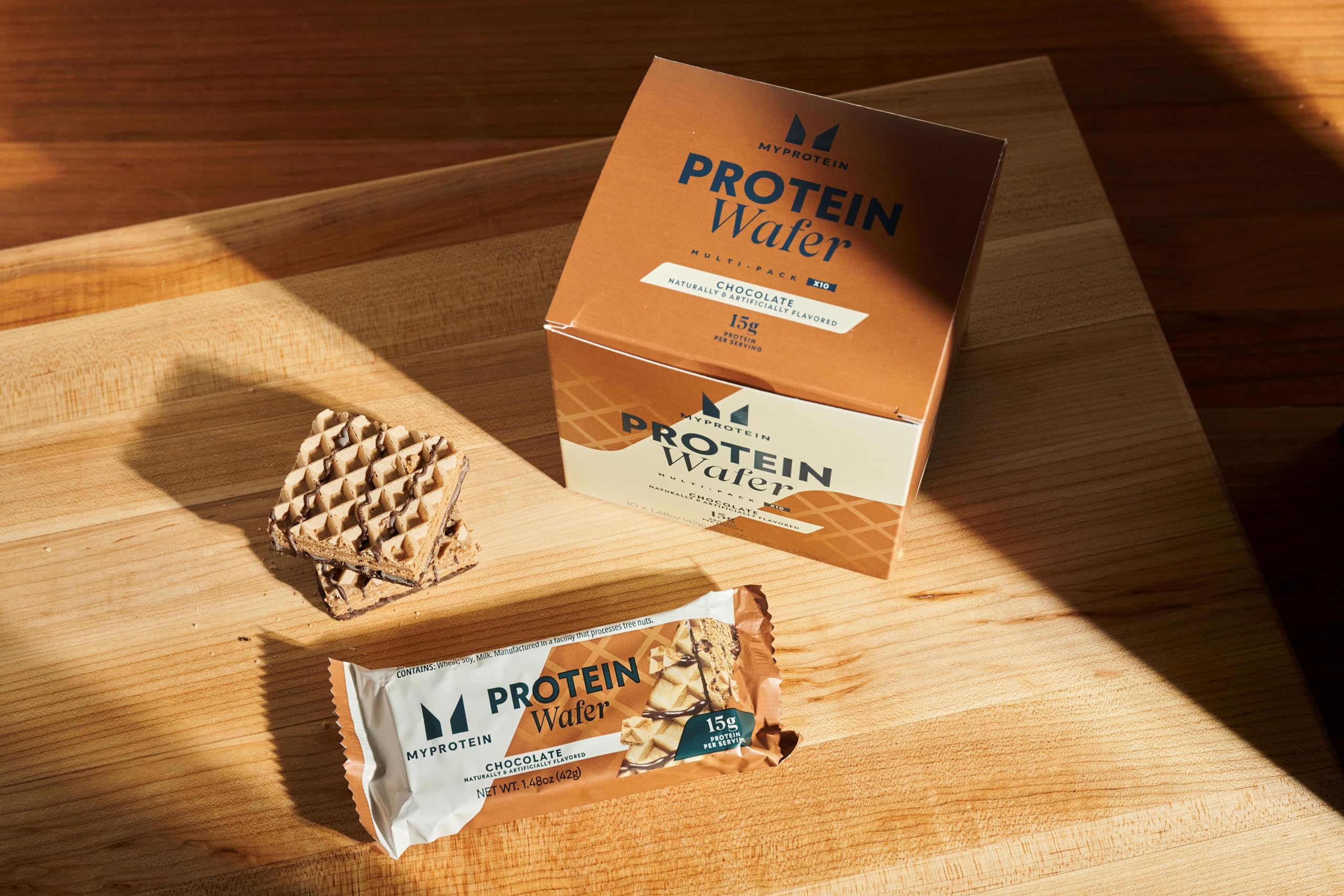 Myprotein Protein Bars, Crispy Protein Wafers, 15g High Protein Snacks, Box of 10 Chocolate Wafers Packs, Milk & Whey Protein Isolate, Light & Crunchy