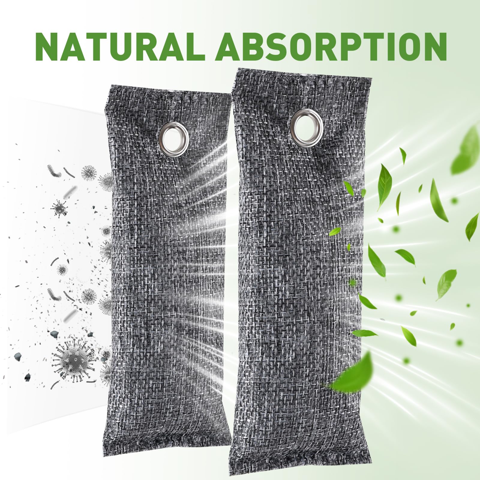 TUXIYA 8Pack Activated Charcoal Odor Absorber, Odor Eliminator for Strong 0dor,Shoe Deodorizer,Bamboo Charcoal Air Purifying For in Car,Closet,Shoe, Basement(50g/1.77oz Each)