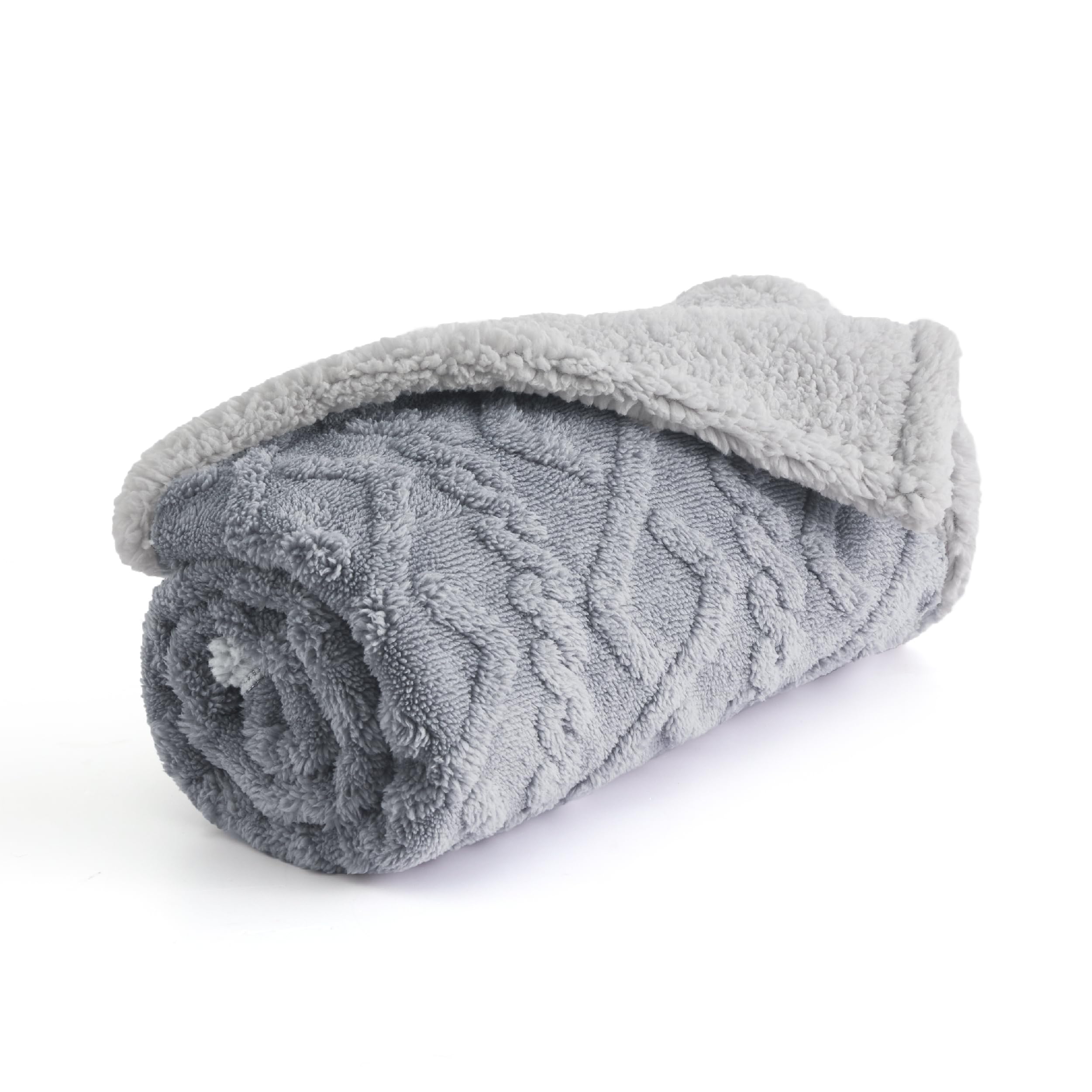 LE SURE Washable Dog Blanket Small - 80x60cm Waterproof Blanket for Puppy and Medium Cats, Pet Throw Protect Bed and Couch Sofa with Soft Plush, Grey