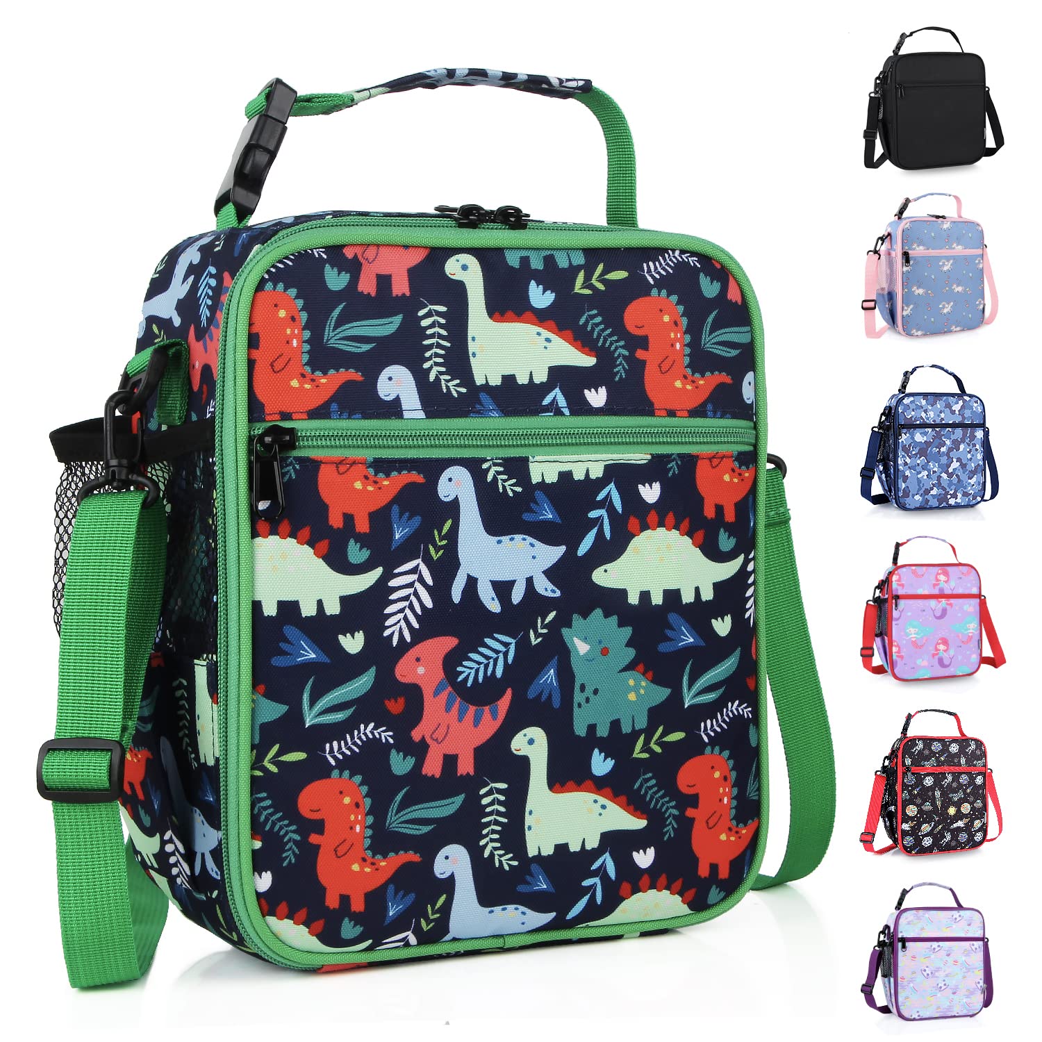 hombrima Kids Insulated Lunch Box Bag, Thermal Picnic Cool Bags with Adjustable Strap for Adults Children Women Men Boys Girls School Work (Dinosaur) — image 1
