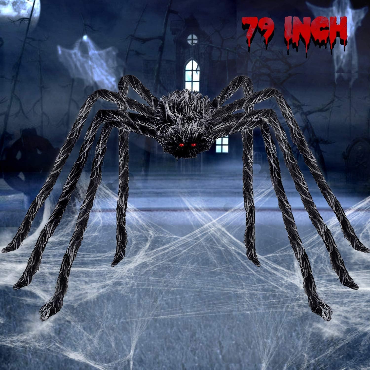 6.6FT Giant Hairy Spider Halloween Decorations Scary Outdoor Yard Decor, Gray and Black : Garden & Outdoor