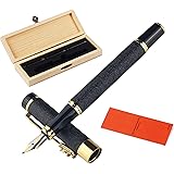 SMOOTHERPRO Fountain Pen Medium (BENT NIB) with Deluxe Dragon Clip Matt Textured Barrel Converter Included for EDC and Busine