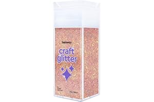 Hemway Craft Glitter Shaker 130g / 4.6oz Glitter for Arts, Crafts, Resin, Tumblers, Nails, Painting, Decoration, Festival, Cosmetic, Body - Fine (1/64" 0.015" 0.4mm) - Rose Gold Holographic