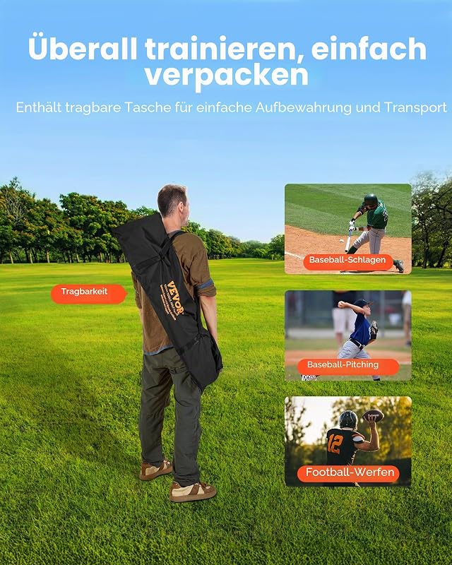 Fußballtrainer Wurfnetz Übungsnetz (208 x 91 x 189 cm) mit 5 Zieltaschen & tragbarer Aufbewahrungstasche & Gurten & knotenlosem Netz, Training für die Passgenauigkeit des Quarterbacks, rot