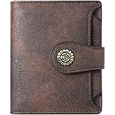 CLUCI Small Wallets for Women RFID Blocking Leather Trifold Compact Credit Card Holder with ID Window Ladies Zipper Coin Purse Coffee