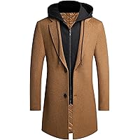 APTRO Men's Wool Trench Coat Winter Hoodie Coat Premium Business