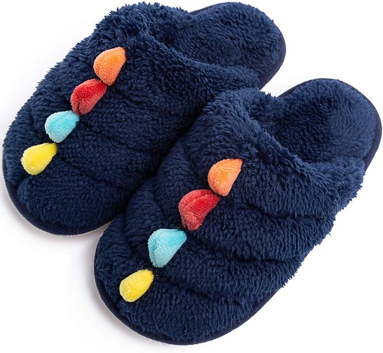 UK 9-10 Dark Blue Teddy Fleece Slippers & Bag Set - Cotton On