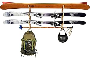 Grassracks Birch Wood Ski Rack - The Hallsteiner Series Horizontal Ski Wall Mount (2 or 3 Pairs of Skis, Birch)
