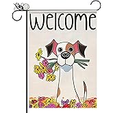 BlissYard Welcome Spring Garden Flag 12x18 Inch Double Sided Cartoon Dog Seasonal Small Flags For Outside Outdoor Decor Yard Farmhouse Holiday Spring Summer Decorations Yard Flags