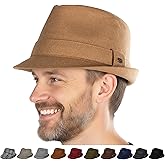Funky Junque Men’s Fedora Hat – Vintage Wool Blend Short Brim Dress Hats, Adjustable Fit for Men, Formal & Casual Wear