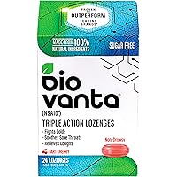 Biovanta Natural Ingredients Sugar-Free Lozenges for Cough, Cold and Sore Throat, 24 Tart Cherry Throat Lozenges