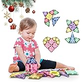 ROMDS Magnetic Tiles, Magnetic Building Blocks for Kids Ages 3+ and STEM Magnet Toys, Clear Magnet 3D Blocks Construction Playboards for Boys & Girls, Sensory Play for Preschool Learning(36 pcs)