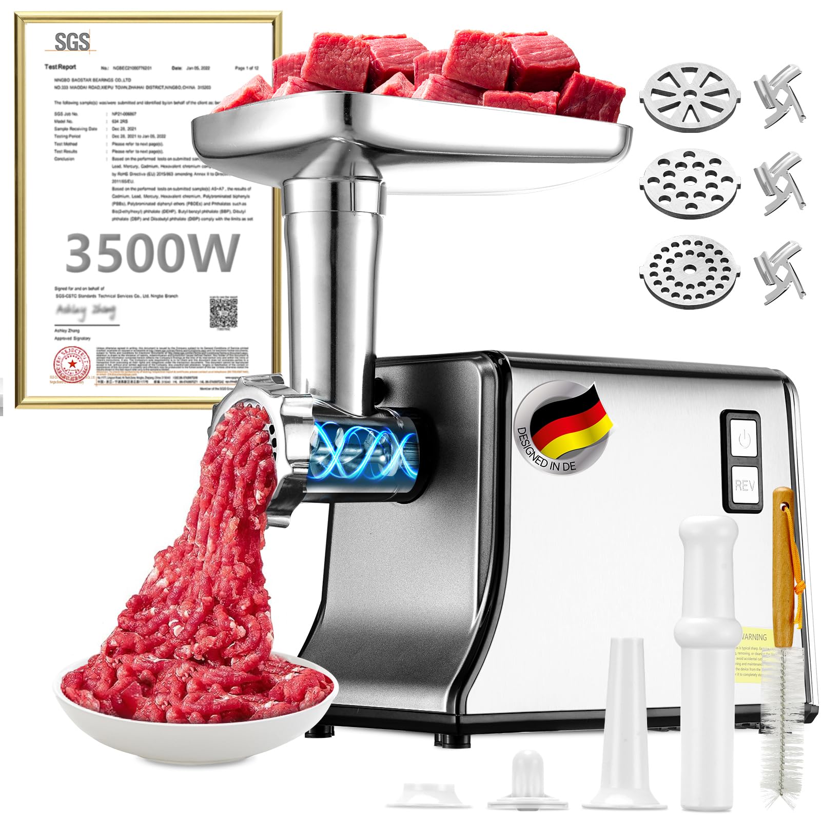 Photo 1 of 5.0 Upgrade Electric Meat Grinder?NO.1 Germany 3500W Super Motor??SGS Certified SUS304 Blade & Plate?3-Second Fast Meat Grinding, Perfect For Meat Grinders For Home Use (GRAY)