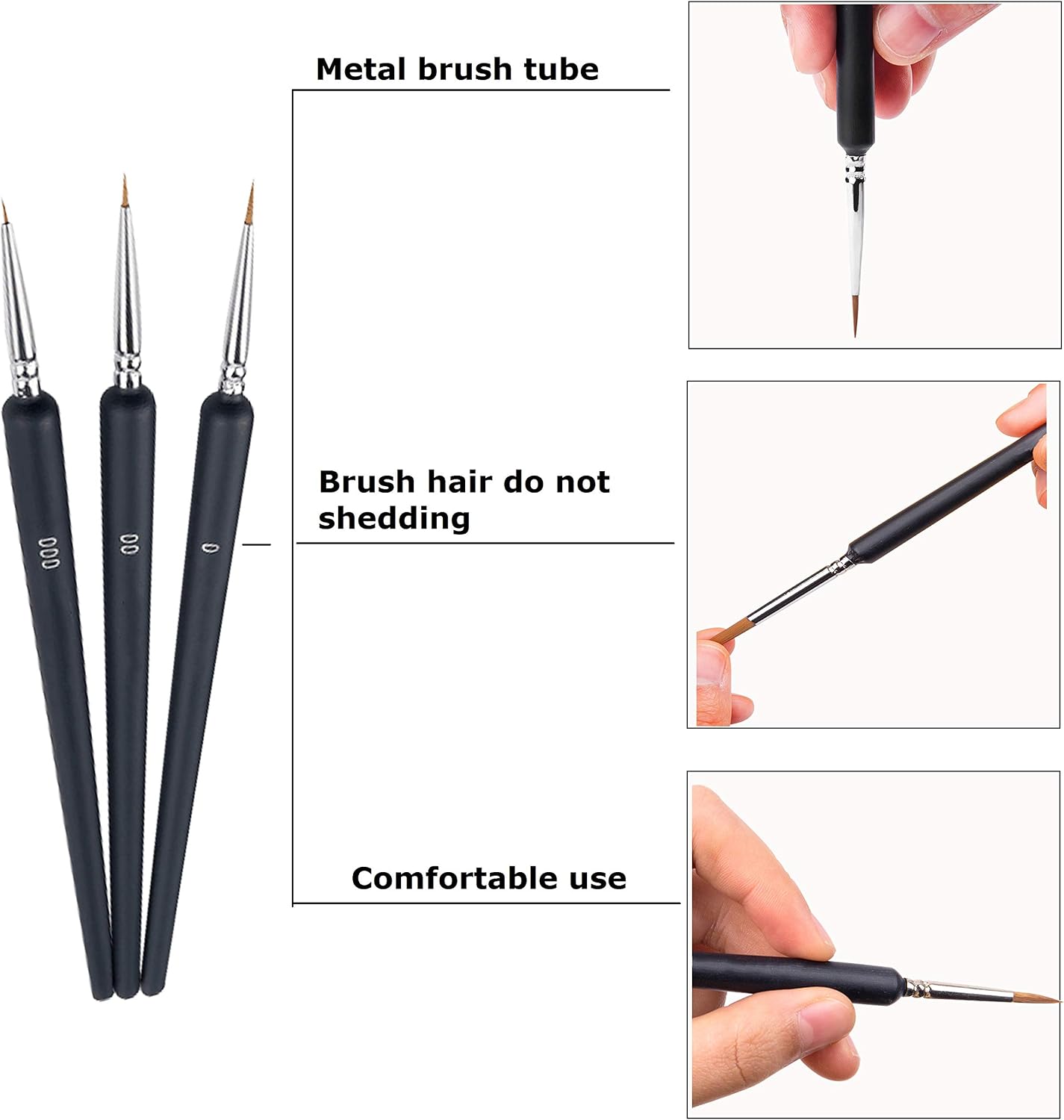 ZKSM 9pcs Detail Paint Brush Set Fine Miniature Artist Painting Brushes with 0, 00 - Image 4