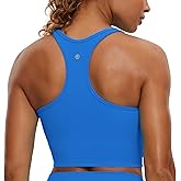 CRZ YOGA Butterluxe Racerback Crop Tank Tops for Women - Padded Y-Back Longline Sports Bras Scoop Neck Workout Yoga