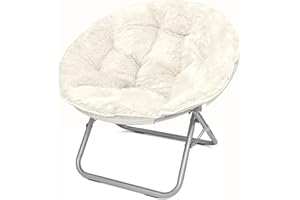 Mainstay, White Adult Faux Fur Saucer Chair (1