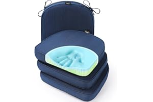 SUNROX Gel Memory Foam Chair Cushion with Ties, Ultra Durable Water Resistant FadeShield Outdoor/Indoor Reversible Chair Seat Cushion 17 x 16 inch Set of 4, Navy