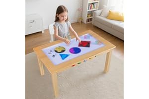 SENTAUR Rainblow Sensory Light Table – Wooden LED Play Surface with Color Control Buttons for Kids’ Visual Stimulation, Senso
