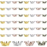 Jxiwfvl 50 PCS Mini Crown Charms, Mixed Color Vintage 3D Alloy King Crown Loose Spacer Beads, Large Hole Mini Crowns for DIY Crafts Jewelry Making Necklace Bracelet Supplies