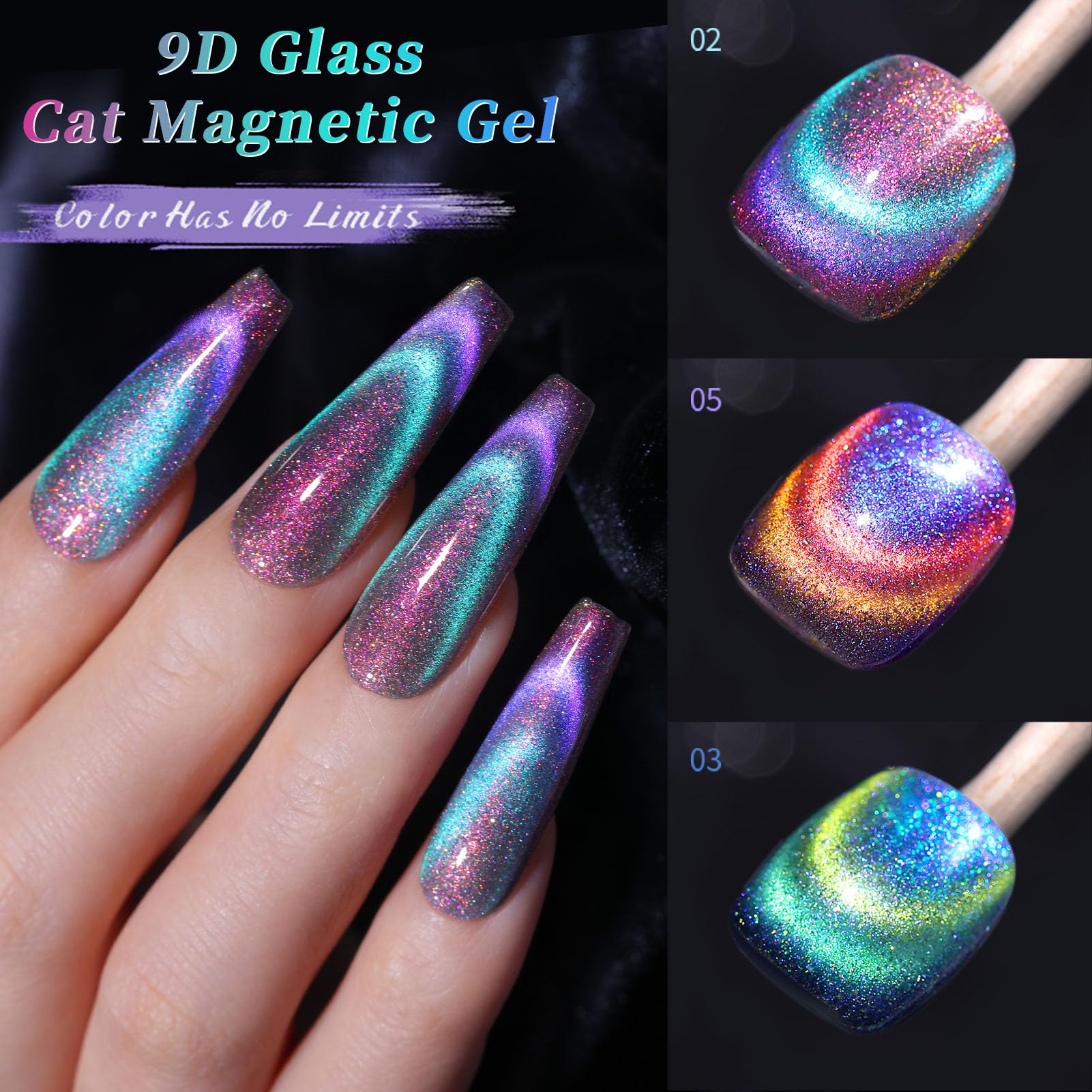 BORN PRETTY Cat Magnetic Gel Nail Polish 9D Chameleon Holorgraphic Cat Magnetic Eye Gel Polish Glitter Gel Polish Set 6PCS - Image 8