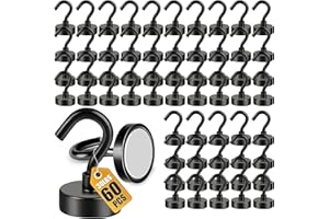DIYMAG Magnetic Hooks, 30lbs+ Magnet Hook 2025 Cruise Cabin Ship Essentials Heavy Duty Strong Magnets Refrigerator Fridge Hanging for Classroom Beach Vacation Kitchen Grills Home Black 60 Pack