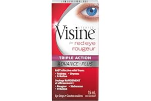 Visine Triple Action Eye Drops - Polyethylene Glycol, Hydrochloride - Dry, Red, Strained Eyes, Tired Eyes - 15 mL