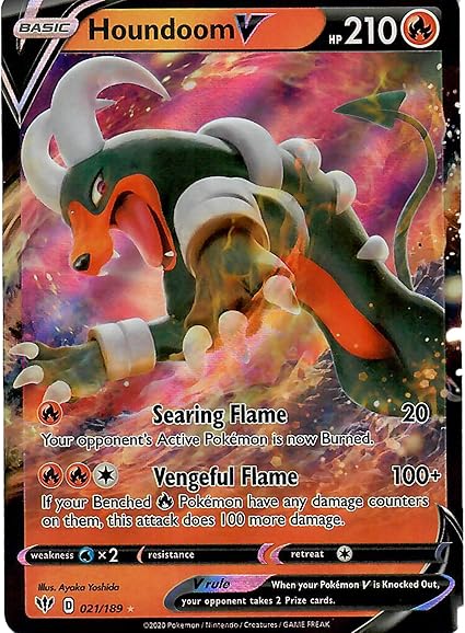 Amazon Com Houndoom V 21 1 Ultra Rare Sword Shield Darkness Ablaze Singles Toys Games