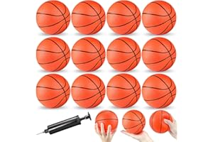 Hymaz 12 Pack 4 Inch Mini Basketball Ball, Small Basketballs Set with Pump for Toddlers Kids Basketball Gifts, Inflatable Ball for Basketballs Hoop Beach Pool Sports Arcade Games Party Favor