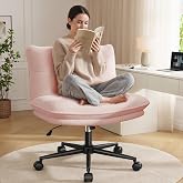 DurayLoly Criss Cross Chair with Wheels, 27.6" Wide Seat 6.2" Thick Cushion | Cross-Legged Sitting, Adjustable Height, Silent Casters, 300 LBS, Armless Desk Chair with 95&deg;-120&deg; Rocking for Home Office